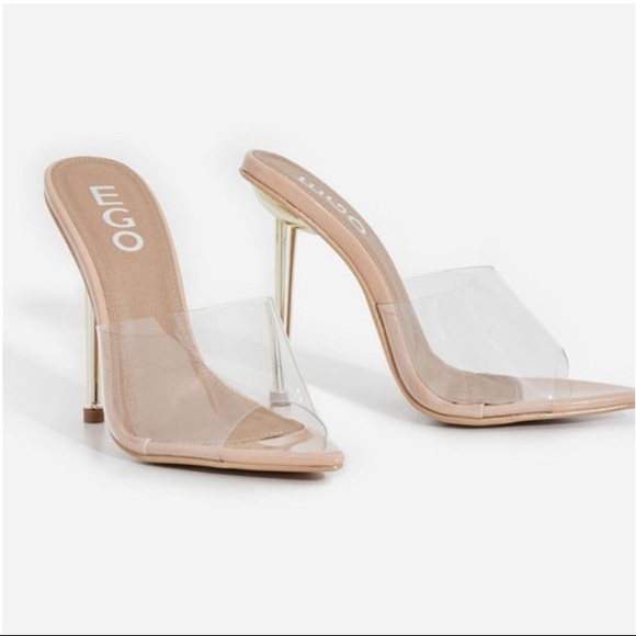 KingKing Perspex Pointed Peep Toe Heel Mule - Picture 2 of 5